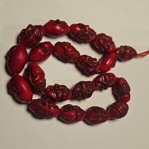 Red Lacquer Buddha Head Necklace